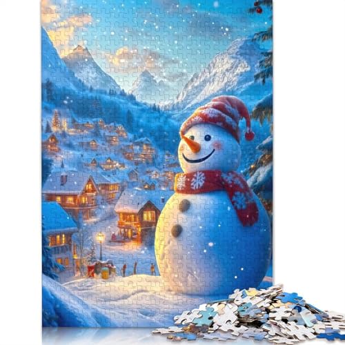 Schneemann-Weihnachtspuzzle, rechteckig, Pappe, Papier, rechteckig, Puzzle für Erwachsene und Kinder, 1000 Teile (75 x 50 cm) von QBIREX
