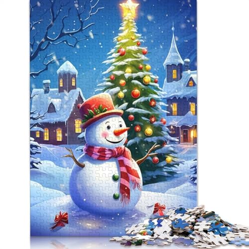 Schneemann-Weihnachtsszene-Puzzle, Denksportaufgabe, Premium-Karton-Puzzle für Kinder und Erwachsene ab 12 Jahren, 1000 Teile (75 x 50 cm) von QBIREX