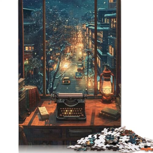 Schneenacht-Ansicht-Puzzle, 100% recycelter Karton, Premium-Karton-Puzzle für Erwachsene und Kinder, 1000 Teile (38 x 26 cm) von QBIREX