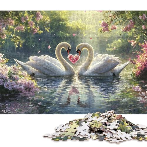 Schwanen-Puzzle, Premium-Puzzle aus 100% recyceltem Brett, für Kinder und Erwachsene ab 12 Jahren, 70 x 50 cm, 1000 Teile Schwanen-Puzzle, Premium-Puzzle aus 100% recyceltem Brett, für Kinder und Erwachsene ab 12 Jahren, 70 x 50 cm, 1000 Teile von QBIREX