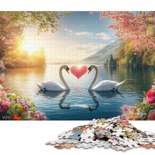 Schwanen-Puzzle, freundliche Materialien, 100 Prozent recycelter Karton, Puzzle für Erwachsene und Kinder, 70 x 50 cm, 1000 Teile von QBIREX