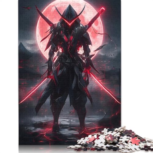 Schwarz-Rotes Samurai-Puzzle für Erwachsene, Spielzeug, Lernspiel, Puzzlespiele für Erwachsene für Frauen und Männer, 1500 Teile (85 x 57 cm) von QBIREX