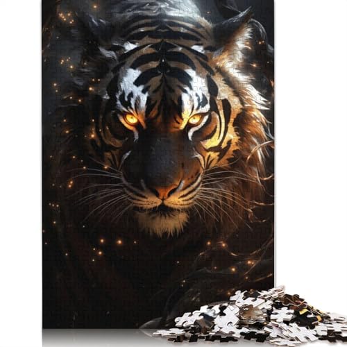 Schwarz-goldenes Tiger-Puzzle-Spielzeug, Lernspiel, Premium-Puzzle aus Karton für Erwachsene und Kinder, 1000 Teile (75 x 50 cm) von QBIREX