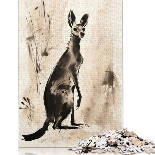 Schwarzes Känguru-Puzzle, Entspannungs-Herausforderung, Spielzeug, rechteckiges Papierpuzzle für Jungen oder Mädchen, Vatertagsgeschenke, 1000 Teile (75 x 50 cm) von QBIREX