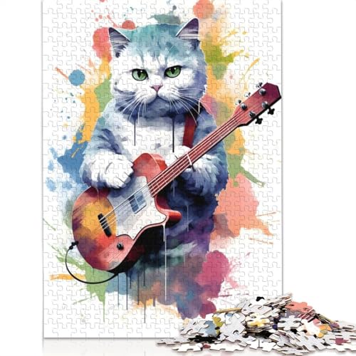 Scittish Fold Cat Guitars 520-teiliges Puzzle, Lernspiele, Puzzles für Erwachsene für Frauen, für Kinder ab 12 Jahren, 520 Teile (52 x 38 cm) von QBIREX