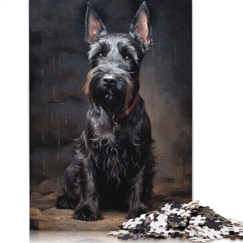 Scottish Terrier Puzzles 1000 Teile Schwer Puzzle Spielzeug Lernspiel Impossible Herausforderung Spielzeug Für Erwachsene Kinder 1000pcs (75x50cm) von QBIREX