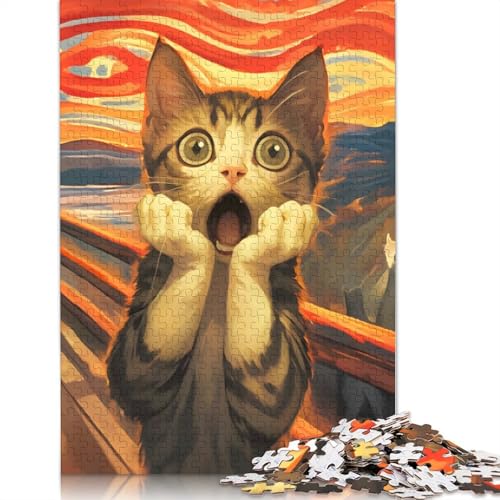 Scream Cat Puzzle, rechteckig, aus Pappe, Geschenk für Kinder ab 12 Jahren, 520 Teile (52 x 38 cm) von QBIREX