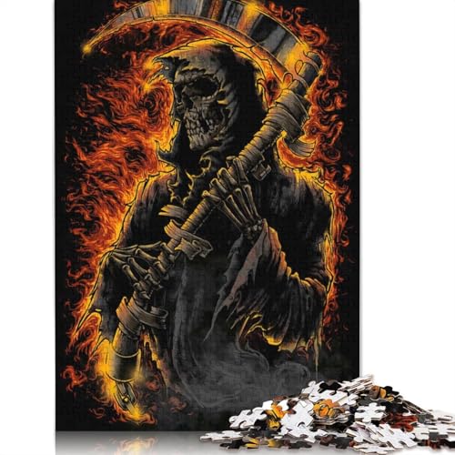Sensenmann in Flammen, Puzzle, anpassbare Bilder, 100% recycelter Karton, Puzzle für Kinder und Erwachsene ab 12 Jahren, einzigartiges Geschenk, 1000 Teile (75 x 50 cm) von QBIREX