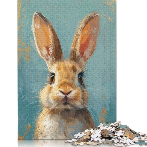 Serene Rabbit Gaze Puzzle, 100% recycelter Karton, 100% recycelter Karton, Puzzle für Jungen oder Mädchen, 1000 Teile (75 x 50 cm) von QBIREX