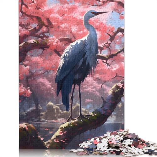 Serene Sakura Crane 1000-teiliges Puzzle, ab 18 Jahren, Lernspiele, Puzzles für Erwachsene, für Frauen, für Kinder ab 12 Jahren, 1000 Teile (75 x 50 cm) von QBIREX