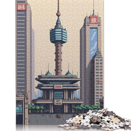 Shanghai Pixel Art Puzzles 1000 Teile Schwer Puzzle Spielzeug Pädagogisches Spiel Impossible Herausforderung Spielzeug Für Erwachsene Kinder 300pcs (40x28cm) von QBIREX