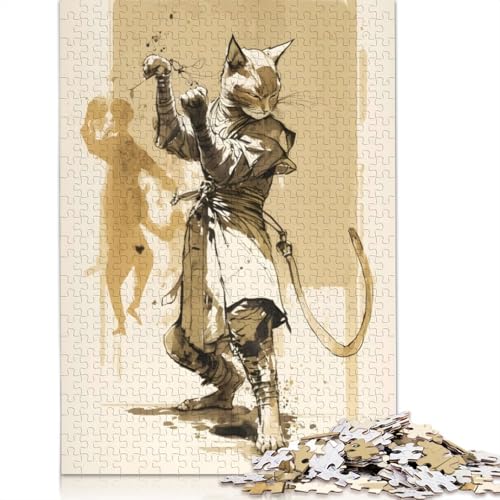 Shaolin Cat Puzzles 1000 Teile Schwer Puzzle Spielzeug Lernspiel Impossible Herausforderung Spielzeug Für Erwachsene Kinder 1000pcs (75x50cm) von QBIREX