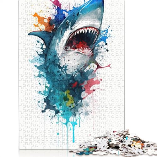 Shark Puzzles 1000 Teile Schwer Puzzle Spielzeug Lernspiel Impossible Herausforderungsspielzeug Für Erwachsene Kinder 1000pcs (75x50cm) von QBIREX