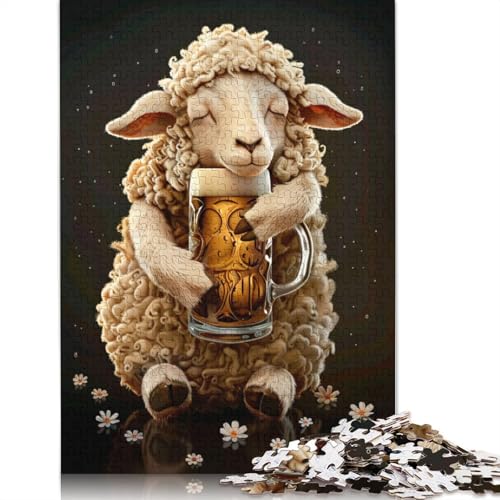 Sheep Beer Puzzle 1000-teilige Schwer Puzzle Spielzeug Lernspiel Impossible Herausforderungsspielzeug Für Erwachsene Und Kinder Ab 14 Jahren 520pcs (52x38cm) von QBIREX