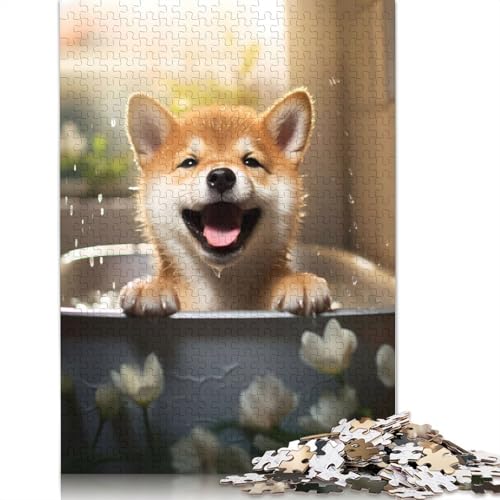 Shiba Inu Hundewelpe Tierpuzzle für Erwachsene, 1000 Teile, herausfordernde Familienspiele, Denkspiele für Kinder ab 12 Jahren, 1000 Teile (75 x 50 cm) von QBIREX