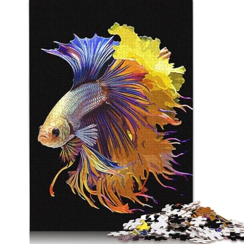 Siamesischer Kampffisch, Puzzle, Dekompressionsspielzeug, rechteckiges Papierpuzzle für Kinder und Erwachsene ab 12 Jahren, 1000 Teile (75 x 50 cm) von QBIREX