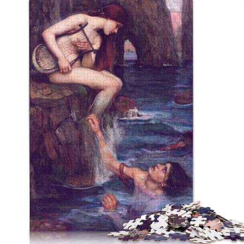 Sirene Meerjungfrau mit Lyre Puzzles 520 Teile für Jugendliche Geschenke Holzpuzzle Erwachsene Puzzle Familienspaß Puzzles 520 Teile (52 x 38 cm) von QBIREX