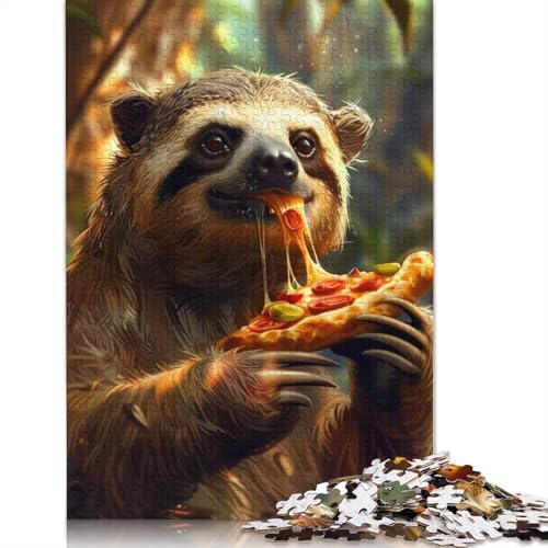 Sloth Pizza Puzzle 1000 Teile Schwer Puzzle Spielzeug Pädagogisches Spiel Impossible Herausforderungsspielzeug Für Erwachsene Kinder 1000pcs (75x50cm) von QBIREX