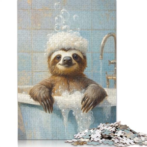 Sloth Taking A Bath Puzzles 1000 Teile Schwer Puzzle Spielzeug Lernspiel Impossible Herausforderung Spielzeug Für Erwachsene Kinder 1000pcs (40x28cm) von QBIREX