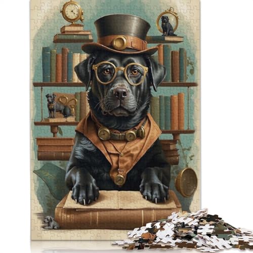 Smart Black Lab Retriever Puzzles für Erwachsene, 1000 Teile, Puzzle für Teenager, Lernspiel, Herausforderung, Spielzeug, 1000 Stück (75 x 50 cm) von QBIREX