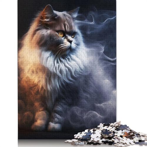 Smoke Art Katzen-Puzzle, Familienspaß, 100% recycelter Karton, Puzzle für Kinder und Erwachsene ab 12 Jahren, 1000 Teile (75 x 50 cm) von QBIREX