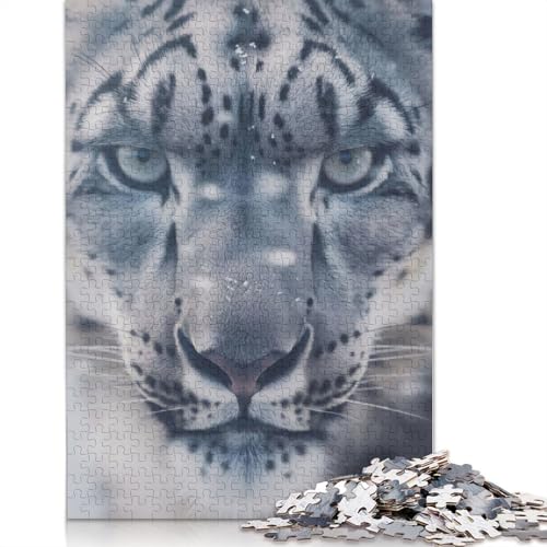 Snow Leopard Puzzle 1000-teilige Schwer Puzzle Spielzeug Lernspiel Impossible Herausforderungsspielzeug Für Erwachsene Kinder 1000pcs (38x26cm) von QBIREX