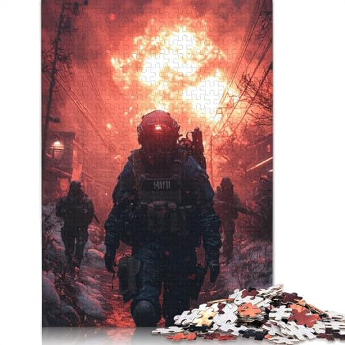 Soldiers in Post-Apocalyptic City Puzzle 1000-teilige Schwer Puzzle Spielzeug Lernspiel Impossible Herausforderungsspielzeug Für Erwachsene Und Kinder Ab 12 Jahren 1000pcs (40x28cm) von QBIREX