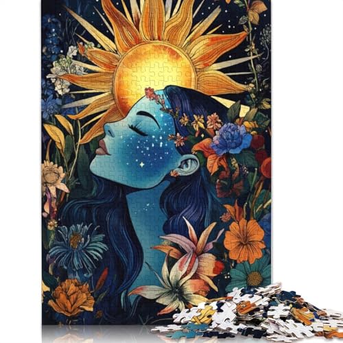 Sonne & Blume Frau Puzzle Kreative Spiele Premium Karton Puzzle für Frauen Männer Geburtstagsgeschenk 1000 Stück (26x38cm) von QBIREX