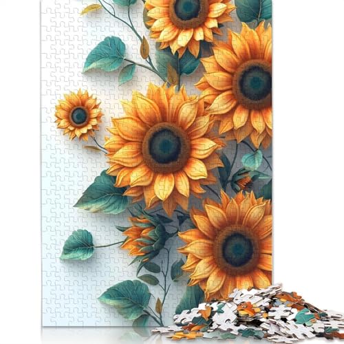 Sonnenblumen-Puzzle für Erwachsene, 1000 Teile, Lernspiel, Herausforderung, Spielzeug, 1000 Teile (75 x 50 cm) von QBIREX