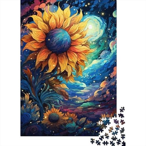 Sonnenblumen bei Nacht, Puzzle, freundliche Materialien, 100% recycelter Karton, Puzzle für Erwachsene und Kinder, 1000 Teile (38 x 26 cm) von QBIREX