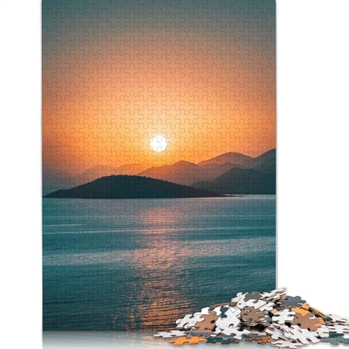 Sonnenuntergang, Gelassenheit, Meere, Puzzle 1000 Teile für Erwachsene, Holzpuzzle, Gehirntraining, Herausforderung, Spiel, Unterhaltung, Geschenke, Familienaktivität (75 x 50 cm) von QBIREX