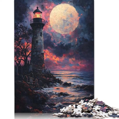 Sonnenuntergang-Ozean-Leuchtturm-Puzzles, farbenfrohe, Coole Puzzles für Kinder ab 12 Jahren, 1000 Teile (75 x 50 cm) von QBIREX