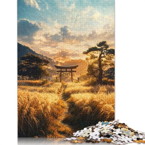Sonnenuntergang-Torii-Wiesen-Puzzle für Erwachsene, herausfordernd und knifflig, Puzzles für Erwachsene für Jungen oder Mädchen, 1000 Teile (75 x 50 cm) von QBIREX