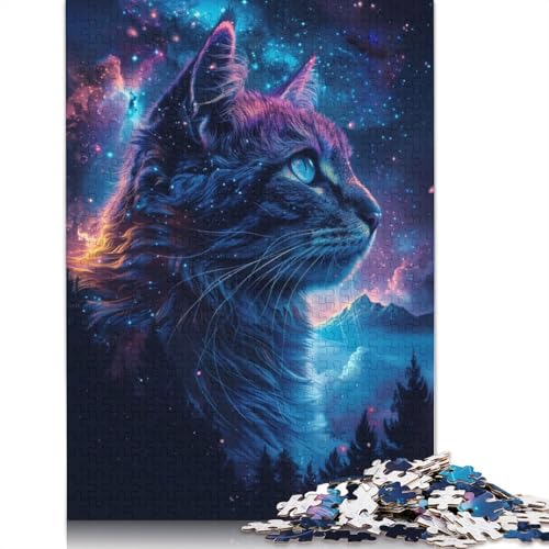 Space Cat Galaxy Puzzle, 100% recycelter Karton, 100% recycelter Karton, Puzzle für Jungen oder Mädchen, 1000 Teile (26 x 38 cm) von QBIREX