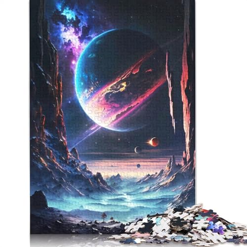Space Saturn Valley 1000-teiliges Puzzle, Familienspaß für Erwachsene und anspruchsvolles Spiel, Spiele zum Stressabbau und einzigartige Geschenke (38 x 26 cm) von QBIREX