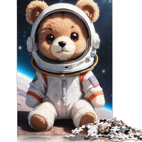Space Teddy Astronaut Puzzle, schwierige Herausforderung, 100 Prozent recycelter Karton, Puzzle für Erwachsene, Teenager, 1000 Teile (26 x 38 cm) von QBIREX