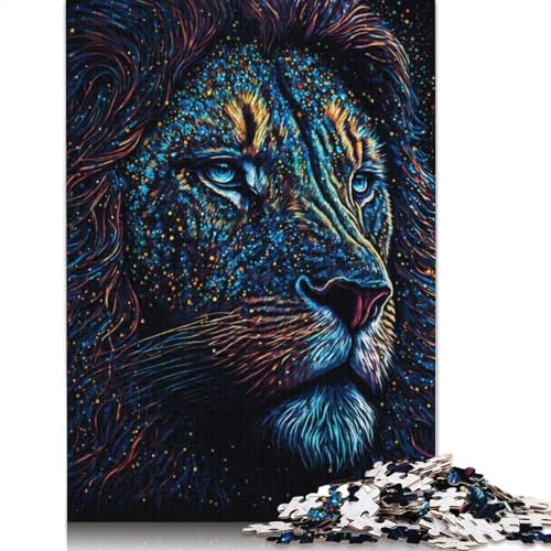 Splash Paint Lion Puzzle DIY-Spiel Premium-Puzzle aus Karton für Frauen und Männer, Geschenke zum Kindertag, 1000 Teile (75 x 50 cm) von QBIREX
