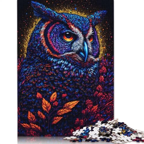 Splash Paint Owl Puzzle Fun Premium-Puzzle aus Karton für Jungen oder Mädchen, 1000 Teile (75 x 50 cm) von QBIREX
