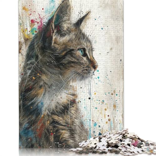 Splattered Whiskers Puzzle DIY Spiel Papier Rechteckiges Puzzle für Jungen oder Mädchen Geburtstagsgeschenk 1000 Teile (75x50cm) von QBIREX