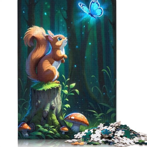 Squirrel and Buttefly Puzzle 1000-teilige Schwer Puzzle Spielzeug Lernspiel Impossible Herausforderung Spielzeug Für Erwachsene Kinder 1000pcs (75x50cm) von QBIREX