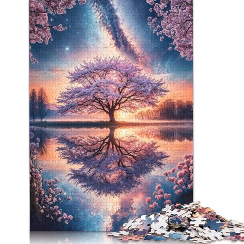 Starlit Sakura Sanctuary 1000-teiliges Puzzle, Familienspaß für Erwachsene und herausforderndes Spiel, Spiele zum Stressabbau und einzigartige Geschenke (75 x 50 cm) von QBIREX