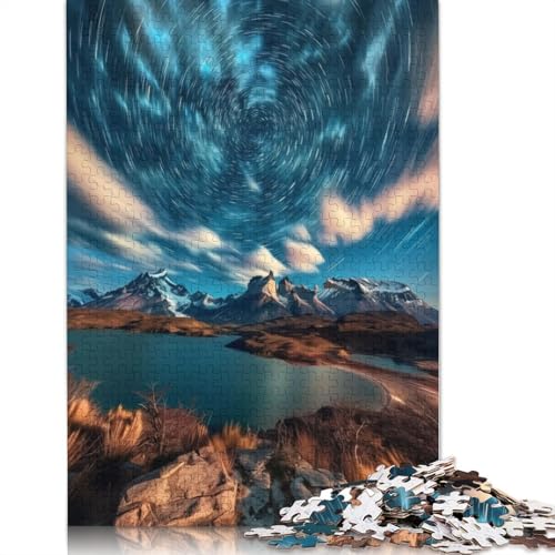 Starry Vortex Over Peaks 1000-teiliges Puzzle für Erwachsene, Spielzeug, Denkspiel, Lernspiel für Erwachsene, Stressabbau, Heimdekoration (75 x 50 cm) von QBIREX