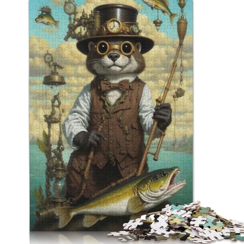Steampunk-Otter-Angel-Puzzle, 1000 Teile, Papierpuzzle für Erwachsene und Teenager, Familienspiel, 1000 Teile (75 x 50 cm) von QBIREX