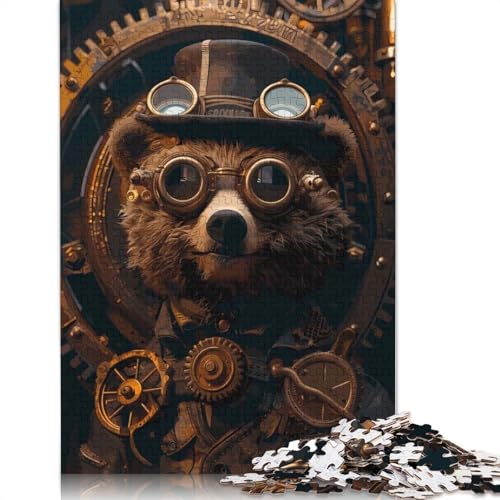 Steampunk-Tierbär-Puzzle für Erwachsene und Jugendliche, 1000 Teile, Puzzle für Erwachsene, nachhaltige Puzzlespiele, 1000 Teile (75 x 50 cm) von QBIREX