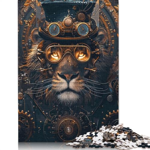 Steampunk-Tierlöwe-Puzzle für Erwachsene, 1000 Teile, Puzzles für Erwachsene und Teenager ab 12 Jahren, 1000 Teile (75 x 50 cm) von QBIREX