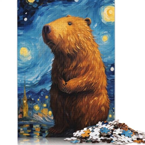 Sternennacht-Capybara-Puzzle, kreative Spiele, 100% recycelter Karton, Puzzle für Erwachsene, 1000 Teile (75 x 50 cm) von QBIREX