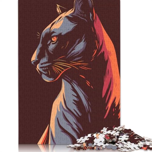 Stilisiertes Porträt des schwarzen Panthers, Puzzle für Erwachsene, 1000-teiliges Puzzle für Teenager ab 12 Jahren, 1000 Teile (38 x 26 cm) von QBIREX