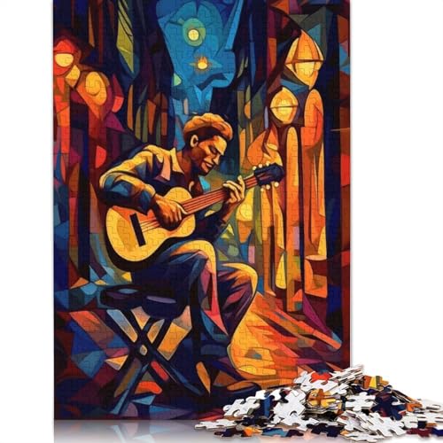 Straßenmusiker-Gitarrist-Puzzle für Erwachsene, 1000 Teile, Puzzle für Erwachsene und Teenager, Familienspiel, 1000 Teile (75 x 50 cm) von QBIREX