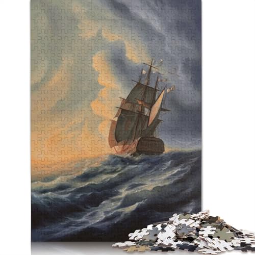 Stürmisches Meerpuzzle für Erwachsene, 1500 Teile, nachhaltiges Holzpuzzle für Erwachsene, 1500 Teile (85 x 57 cm) von QBIREX