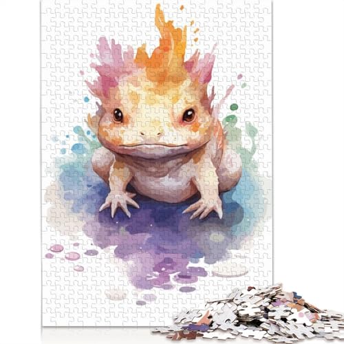 Süßes Axolotl-Aquarell, 1500-teiliges Puzzle, ab 18 Jahren, Lernspiele, Puzzles für Erwachsene, für Frauen, für Kinder ab 12 Jahren, 1500 Teile (85 x 57 cm) von QBIREX